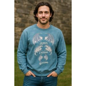 ACOTAR Sweatshirt 3XL Azriel Cassian Rhysand Illyrian Bat Boys Blue Graphic Crew